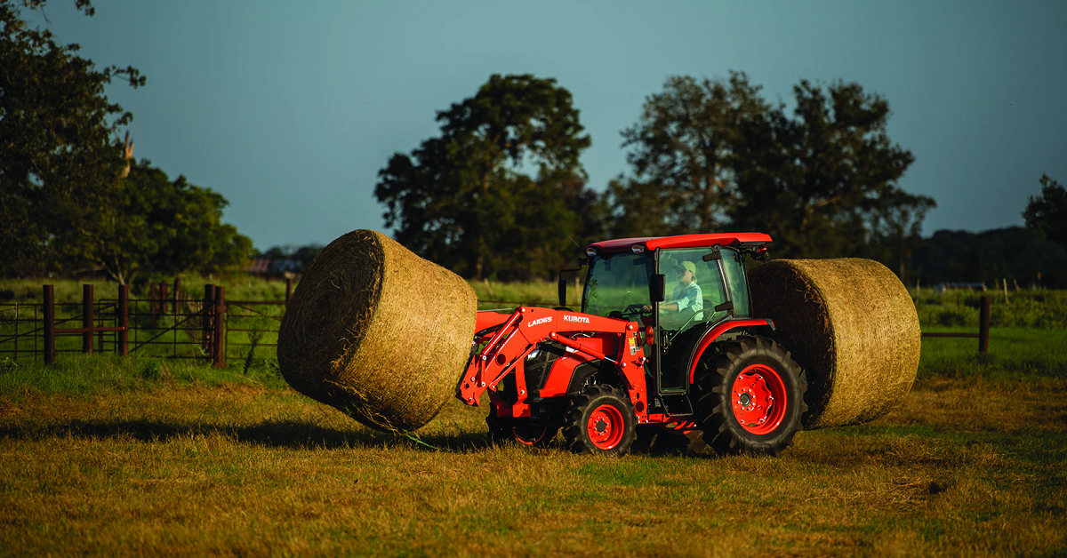 Kubota MX Series Tractor with Round Bales